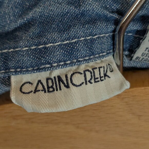 VTG 90s Cabin Creek Women's PXL Denim Button up Leaves Leaf Embroidery Buttons - Picture 5 of 7